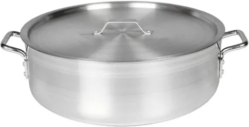 TrueCraftware - Olla de aluminio de 35 cuartos de galón con cubierta de 0.236 in de grosor- Utensilios de cocina de peso pesado, sartén para