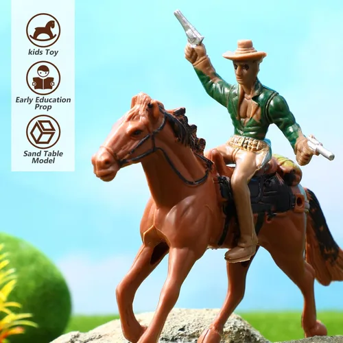 Miniatura 2 de Cowboy Toys Riding Horse Figurines: 4 piezas de figura de acción de vaquero Western Rodeo Toys - Figuras de caballos de plástico con jinete