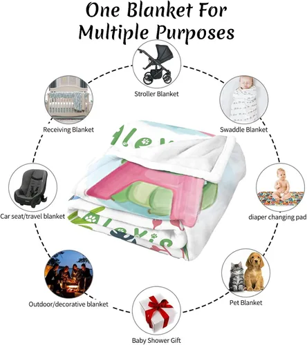 Miniatura 4 de Manta de bebé personalizada con nombre, manta de nombre personalizado para niños, mantas de franela suave en Pascua, regalos personalizados de bebé