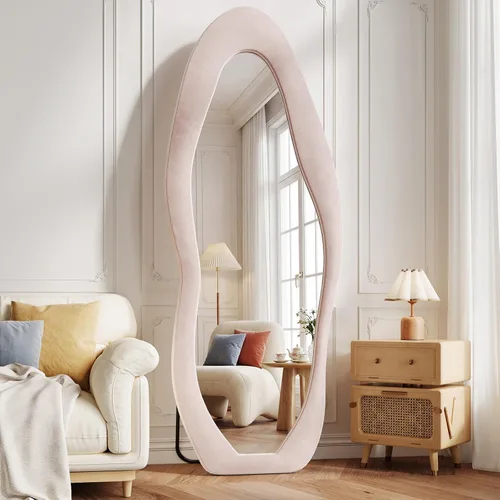 Miniatura 10 de Koonmi - Espejo arqueado de 71 x 32 pulgadas, espejo de longitud completa, espejo de cuerpo completo que se coloca libremente, espejo de piso