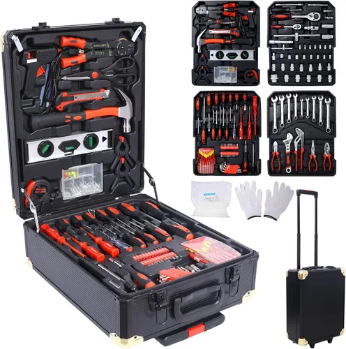 Miniatura 12 de Juego de herramientas de reparación del hogar de 899 piezas para hombres, caja de almacenamiento con 4 cajones, kit de herramientas para el hogar