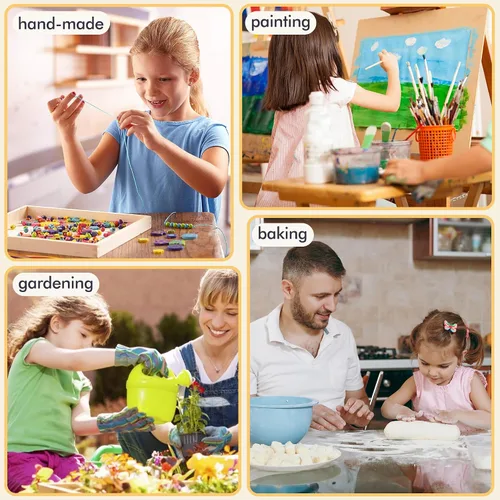 Miniatura 6 de MT WORLD Girls Apron Personalized Linen Kids Aprons for Cooking Toddler Girls Cross Back Apron Pinafore for Baking Crafting