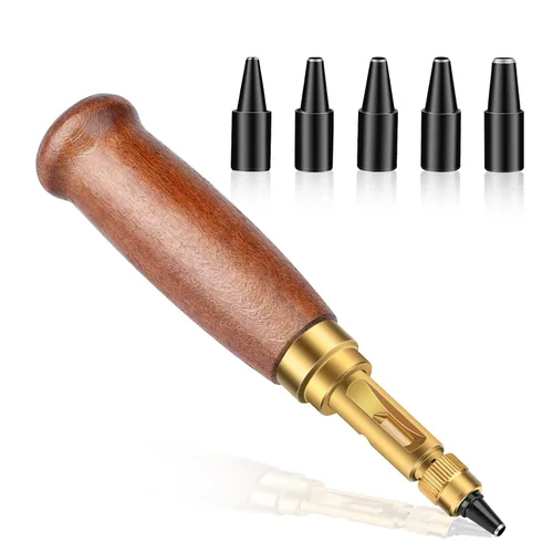 Miniatura 9 de TLKKUE Perforadora Ajustable de Tornillo con Mango de Madera Negra Herramienta Automática de Perforación con 6 Puntas