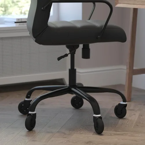 Miniatura 6 de Flash Furniture Whitney - Silla de oficina giratoria ejecutiva de LeatherSoft con respaldo alto y marco negro, brazos y ruedas de ruedas