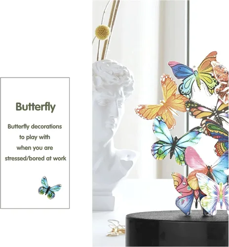 Miniatura 3 de Juguetes de escritorio para oficina para adultos, diseño de mariposas magnéticas, decoración de escritorio para mujer, oficina (base circular)