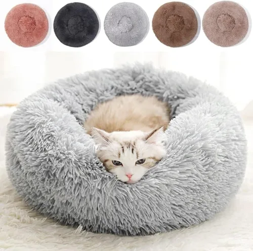 Miniatura 6 de Camas para gatos de interior – Cama para gatos lavable de 20/24 pulgadas, camas para perros pequeños y medianos, antiansiedad, cama redonda de felpa
