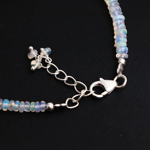 Miniatura 23 de Pulsera ajustable de plata esterlina 925 con cuentas completas para mujer, cuentas de piedras preciosas naturales, pulsera delicada, regalo