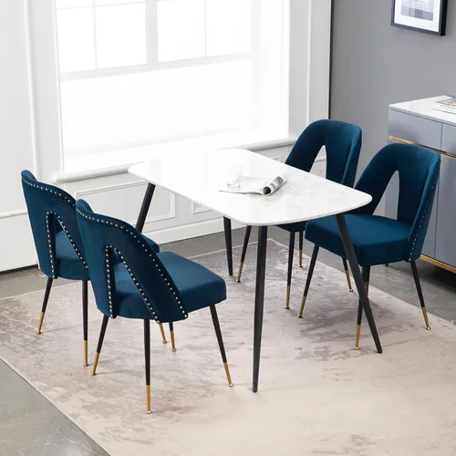 Miniatura 2 de ODUSE-DAILY Juego de 2 sillas de comedor de terciopelo, juego de 2, sillas de cocina y comedor, tapizadas de terciopelo, ribete de cabeza de clavo