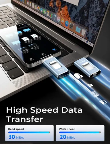 Miniatura 3 de Gulloe Unidad flash de doble interfaz de 256 GB para almacenamiento de teléfono, fotos, videos, respaldo USB de teléfono, tarjeta de memoria externa