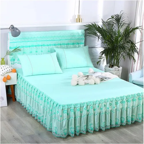 Miniatura 16 de OTBK Falda de cama individual blanca con volantes y borlas, estilo bohemio, falda de cama con encaje, volantes, floral, Shabby Chic juegos de ropa