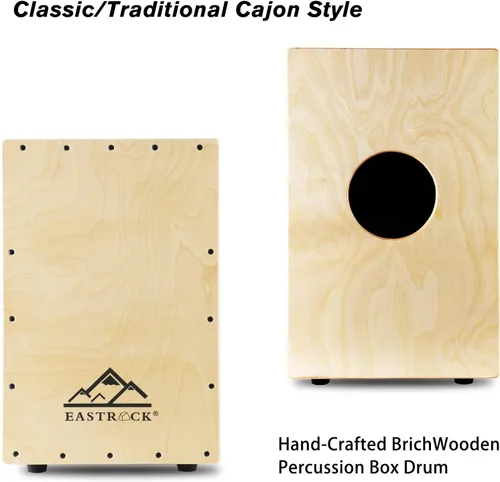 Miniatura 2 de EASTROCK Caja de tambor de madera de abedul de tamaño completo (12 x 11.7 x 18.7 pulgadas) con cuerdas internas de guitarra, percusión de madera
