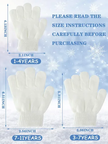 Miniatura 10 de Boao 6 pares de guantes para niños, dedos completos, guantes de punto para niños pequeños, guantes cálidos de invierno para niños y niñas
