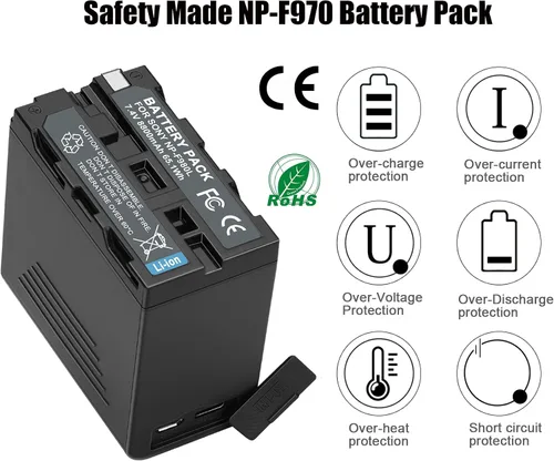 Miniatura 7 de JYJZPB Paquete de 2 baterías NP-F970 compatibles con Sony NPF970 NP-F960 NP-F950 NP-F930 NP-F550 NP-F530 NP-F570 y Sony Handycams, batería NP F970