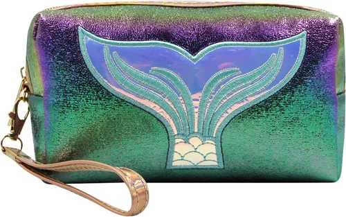 Miniatura 12 de Bolsa de cosméticos holográfica, organizador de artículos de tocador de viaje, bolsa de almacenamiento de sirena, bolsas de maquillaje pequeñas