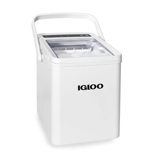 Miniatura 24 de Igloo, máquina para hacer hielo automática eléctrica de sobremesa de 26 libras - 9 cubos en 7 minutos, con cuchara y cesta Rojo