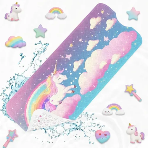 Miniatura 12 de Tapete de ducha para bañera de dinosaurio, selva, diseño tropical, caprichoso, antideslizante, extra largo, 40 x 16 pulgadas, lavable a máquina