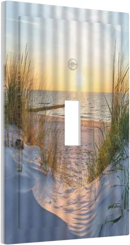Miniatura 51 de Placa de pared de 1 cuadrilla, diseño de playa, océano, amanecer, mar, atardecer, cubierta de interruptor de luz en blanco, decorativo, sin