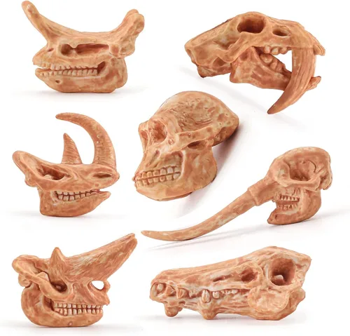 LC JoyCre Juego de huesos de animales prehistóricos miniatura realistas para caja de arena, huesos de dinosaurio falsos para niños, juguetes de