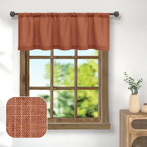 Miniatura 18 de Pitalk - Cenefa de ventana de lino negro para cocina, bolsillo para barra de 3 pulgadas, semitransparente, estilo bohemio moderno de granja, cenefa