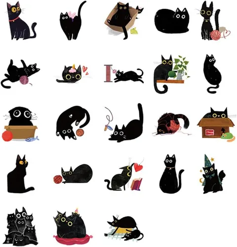 Miniatura 6 de 46 piezas de lindas calcomanías de gato para álbumes de recortes, diario, botella de agua, niños, computadora portátil, planificadores, collage