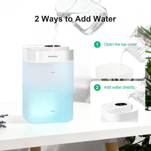 Miniatura 4 de PHILODECO Humidificador de niebla fría de 4.5L para dormitorio, habitación del bebé y plantas – Ultrasónico, silencioso, con difusor de aroma, luz