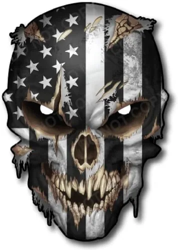 Miniatura 8 de Calcomanías de Haley Bandera Americana Calavera Adhesiva - Vinilo 3M, Ojos Reflectantes, para Autos y Camiones, Uso en Interiores, Calidad Premium