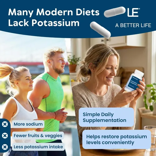 Miniatura 5 de Life Enhancement Suplemento de Potasio de Alta Absorción para la Salud de los Músculos, el Cerebro y los Huesos - Sin Aditivos. Suplemento