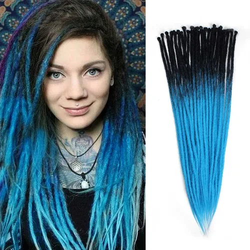 Miniatura 65 de 15 extensiones de rastas de doble extremo, 24 pulgadas, extensiones de rastas falsas de 0.6 pulgadas, color marrón degradado, extensiones de rastas