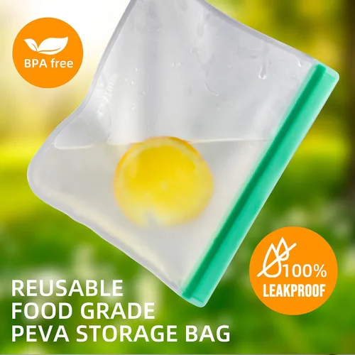 Miniatura 3 de Paquete de 12 bolsas reutilizables de almacenamiento de alimentos de varios tamaños, sin BPA y a prueba de fugas