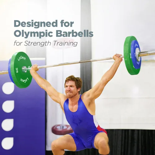 Miniatura 6 de Logest Par de platos olímpicos, juego de 2 discos de pesas para barras olímpicas, perfectos para placas de entrenamiento de fuerza, aumento