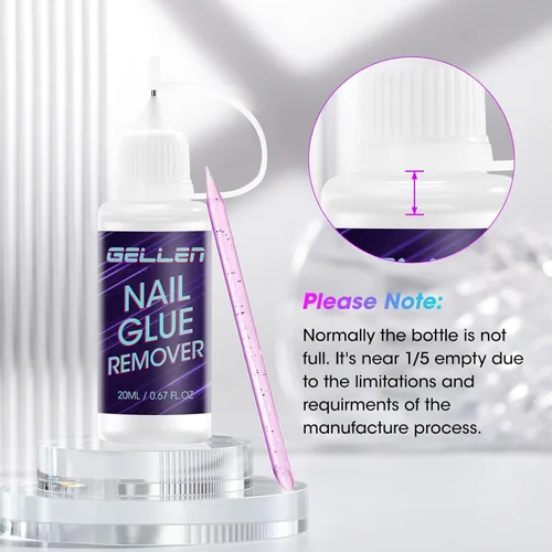 Miniatura 9 de Gellen Pinpoint - Removedor de pegamento de uñas para prensas, 0.68 onzas líquidas sin acetona, removedor de pegamento suave, removedor