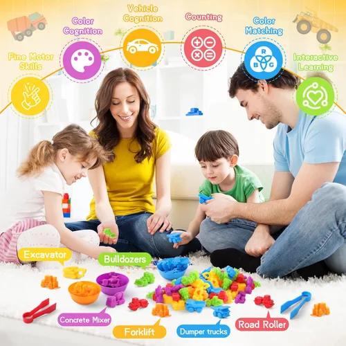 Miniatura 5 de RAEQKS Juguetes de clasificación de conteo, juegos de apilamiento a juego con tazones, actividades sensoriales de aprendizaje preescolar, juguetes