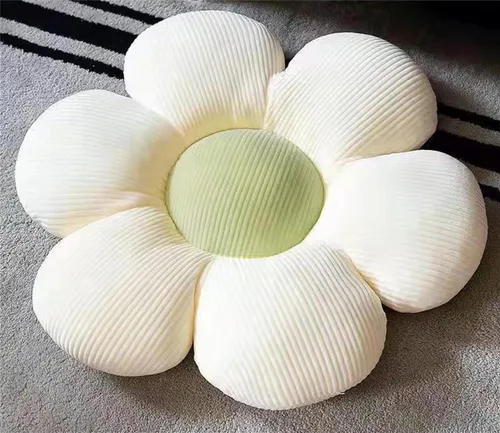 Miniatura 2 de Almohada linda en forma de flor, cojín de flor, almohada de lectura y almohada cómoda y de ocio, cojín de coche (beige/verde, 23.6 in*23.6 in)