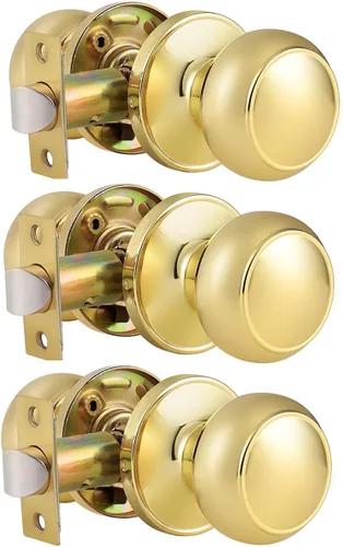 Miniatura 27 de Probrico Perillas de puerta de paso, de níquel cepillado, para interiores, redondas, sin llave, manijas de pasillo/armario, paquete de 6