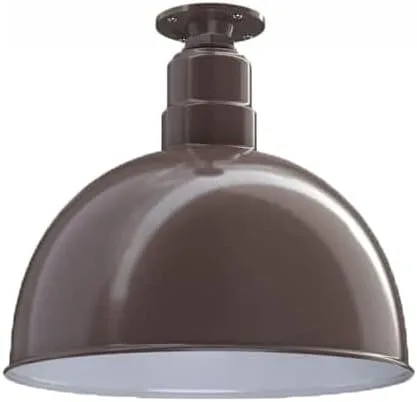 Miniatura 56 de Steel Lighting Co. Colgante de cuenco rosa Lámpara montada en el techo Cúpula de 15 pulgadas vástago de 12 pulgadas Estilo granero de acero