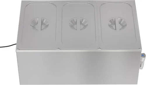 Miniatura 9 de KoolMore Calentador de alimentos comercial Bain Marie para encimera, estación de sopa y servidor de mesa de buffet con tres secciones de servicio