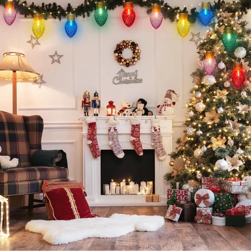Miniatura 7 de Oviejo Luces de Navidad Jumbo de 16 pies para exteriores, luces LED gigantes multicolor C7 con 10 bombillas de luz LED de fresa, luz de Navidad