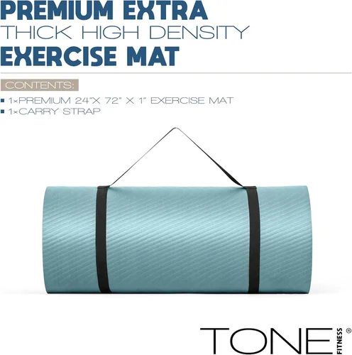 Miniatura 2 de Tone Fitness Esterilla de yoga de 1 pulgada de grosor Alfombrilla de ejercicio antideslizante de alta densidad con correa de transporte para yoga