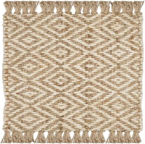 Miniatura 13 de SAFAVIEH Natural Fiber Collection - Alfombra decorativa, 2.3 x 4 pies, azul tropical y natural, yute bohemio con borlas de diamante, hecho a mano