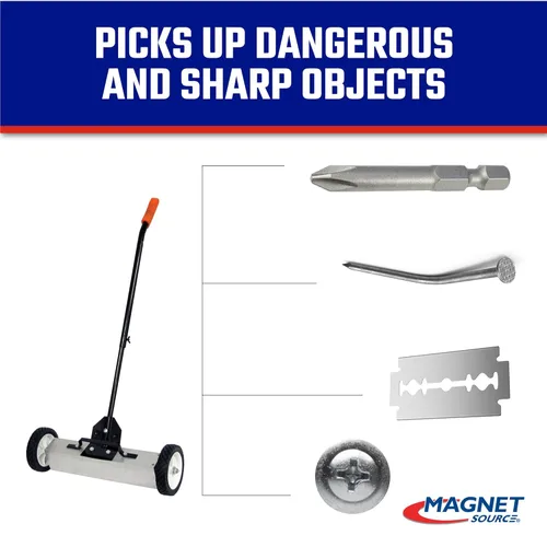 Miniatura 4 de Master Magnetics Barredora magnética con ruedas – Barredora magnética con mango ajustable – Potente herramienta magnética para uso en césped