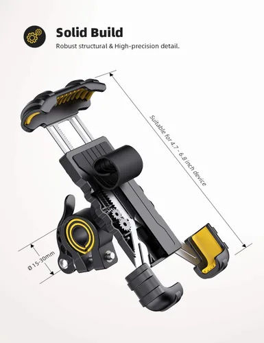 Miniatura 6 de Lamicall Soporte para teléfono de bicicleta + extensor de manillar de bicicleta