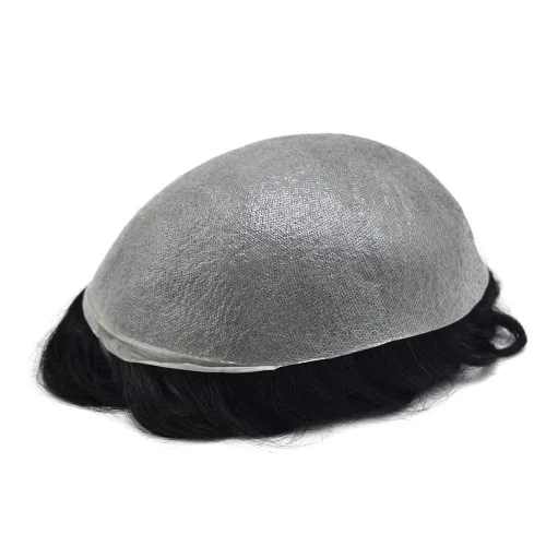 Miniatura 6 de Toupee - Sistema de cabello humano de repuesto para hombre, pieza de cabello humano con bucle en V de poliuretano de 0.002 in, peluca de piel fina
