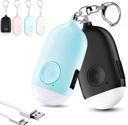 Miniatura 12 de Hion Alarma de seguridad personal para mujeres, recargable de 130 dB, llavero de alarma de autodefensa con linterna LED, seguridad sonora segura