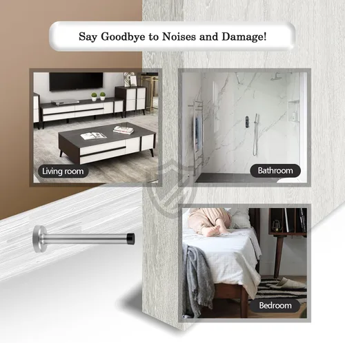Miniatura 7 de Topes de puerta, tope de puerta de 6 pulgadas de largo, montaje en pared, resistente y rígido, de acero inoxidable cepillado con puntas de plateado