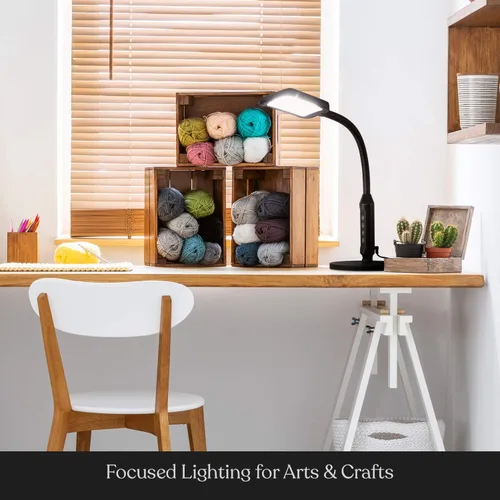 Miniatura 6 de Brightech Litespan - Lámpara LED de pie y escritorio 2 en 1, altura ajustable, sombras, cuello, luz esteticista para pestañas, lámpara de pie