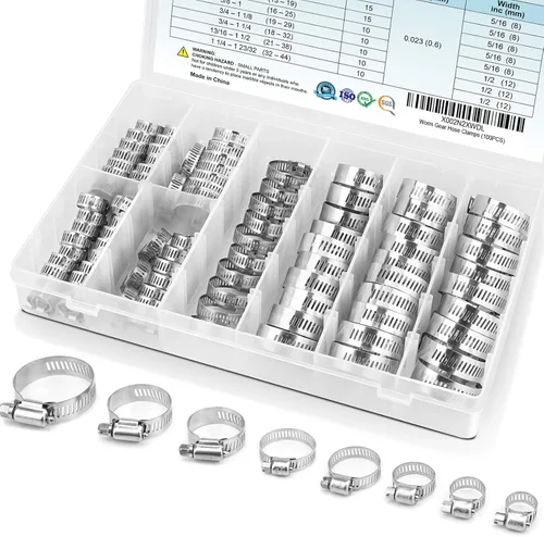 Miniatura 11 de TICONN - Juego de 20 abrazaderas de manguera, abrazaderas de manguera de tornillo sin fin de acero inoxidable 304 de 3/8 a 5/8 pulgadas