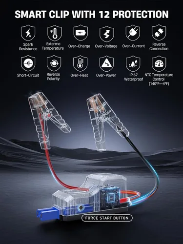 Miniatura 6 de Arrancador de coche 8 en 1 con compresor de aire, pico de 5500 A, inflador de neumáticos de 150 PSI, banco de energía portátil de 12 V, pantalla LCD