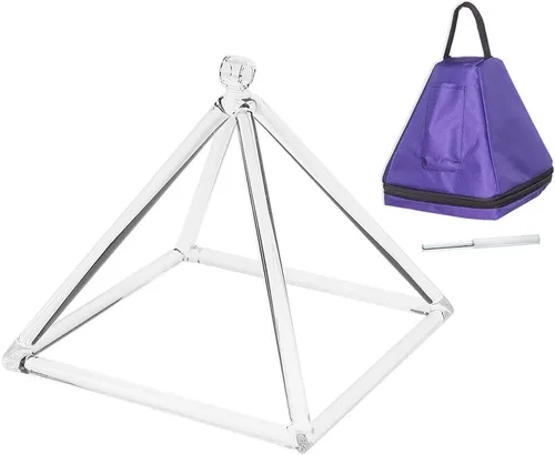 Pirámide de cristal de cuarzo de 6 pulgadas con estuche de transporte Ezquisite, instrumento musical curativo para meditación de sanación de sonido