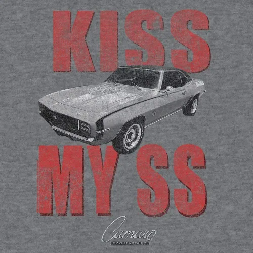 Miniatura 2 de Tee Luv Camiseta Chevy Camaro - Kiss My SS Chevrolet Graphic Car, jaspeado grafito