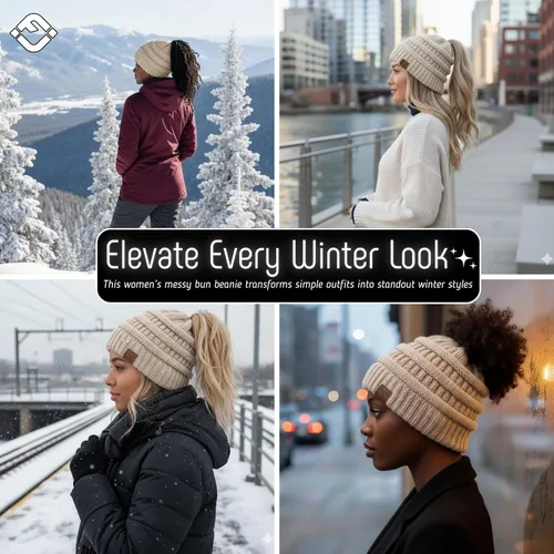 Miniatura 85 de Funky Junque - Gorro para mujer con ranura para cola de caballo